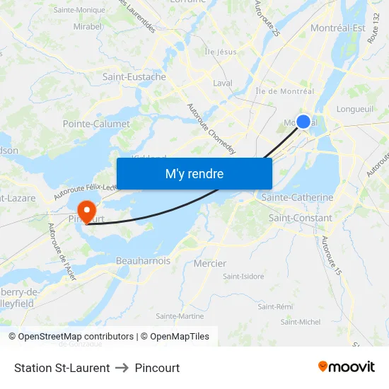 Station St-Laurent to Pincourt map