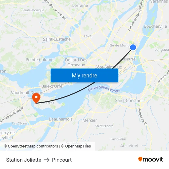 Station Joliette to Pincourt map