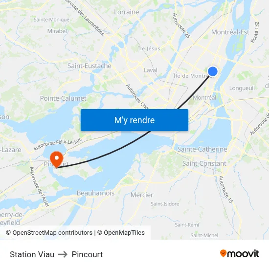 Station Viau to Pincourt map