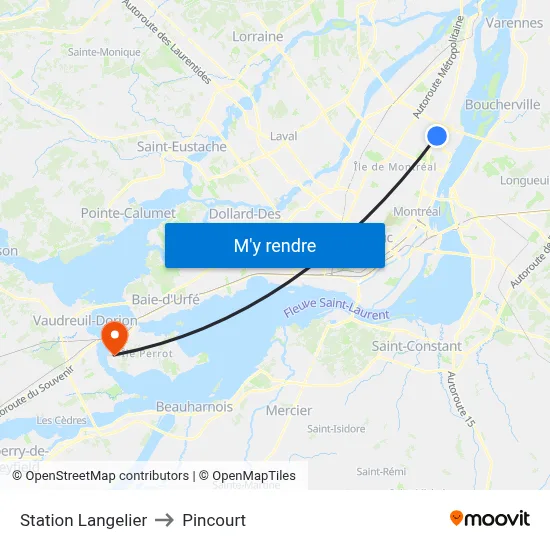 Station Langelier to Pincourt map