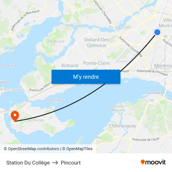 Station Du Collège to Pincourt map