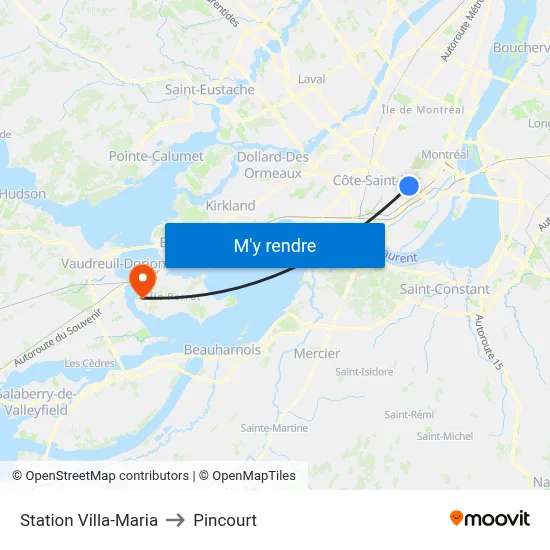 Station Villa-Maria to Pincourt map