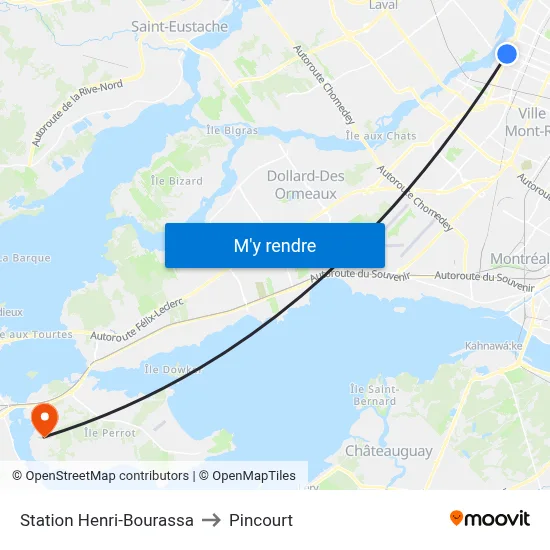 Station Henri-Bourassa to Pincourt map
