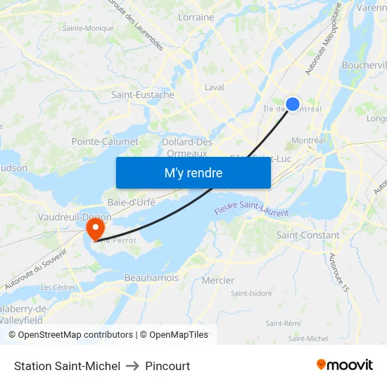 Station Saint-Michel to Pincourt map