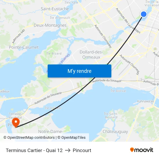 Terminus Cartier - Quai 12 to Pincourt map