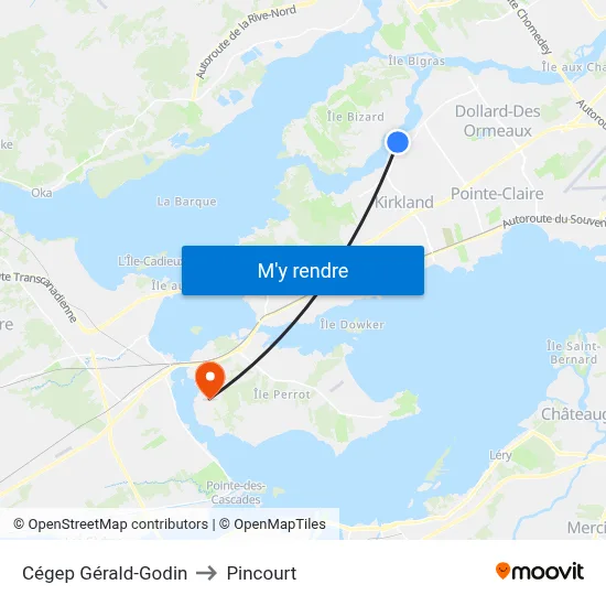 Cégep Gérald-Godin to Pincourt map