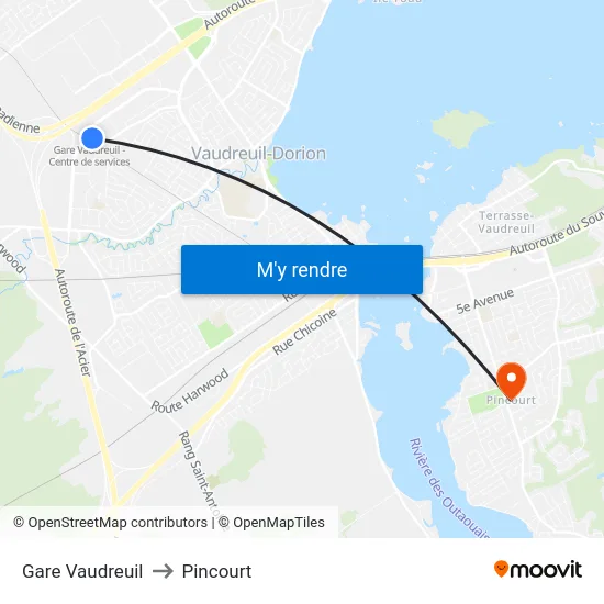 Gare Vaudreuil to Pincourt map