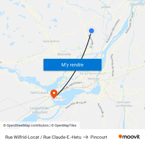 Rue Wilfrid-Locat / Rue Claude-E.-Hetu to Pincourt map