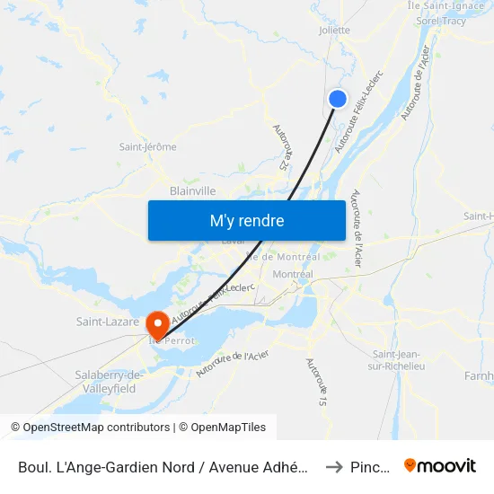 Boul. L'Ange-Gardien Nord / Avenue Adhémar-Raynault to Pincourt map