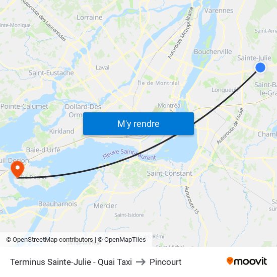 Terminus Sainte-Julie - Quai Taxi to Pincourt map