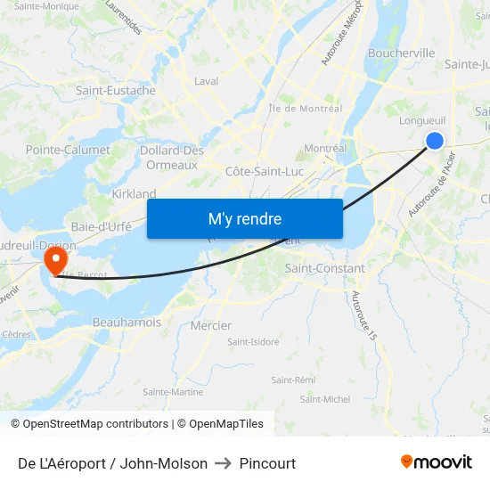 De L'Aéroport / John-Molson to Pincourt map