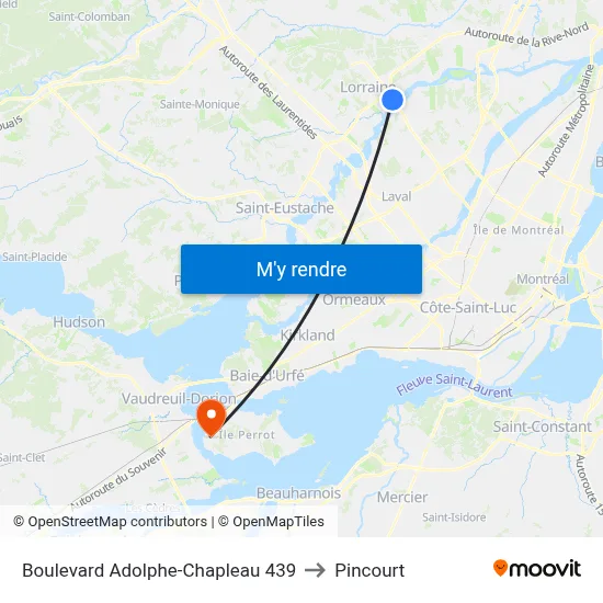 Boulevard Adolphe-Chapleau 439 to Pincourt map