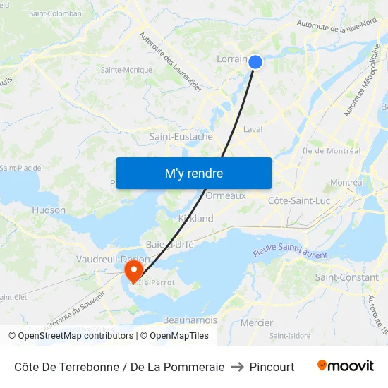 Côte De Terrebonne / De La Pommeraie to Pincourt map