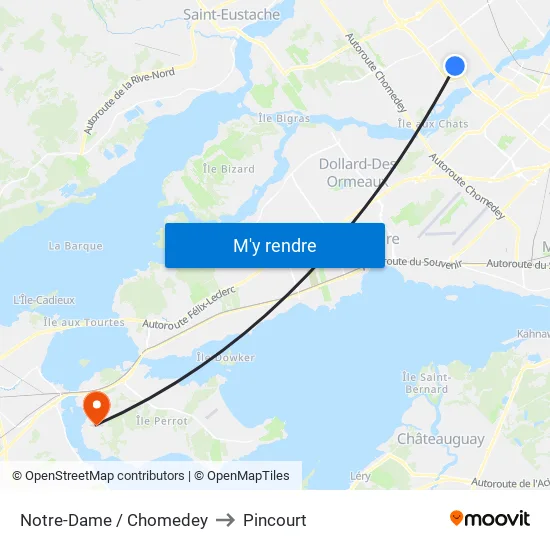 Notre-Dame / Chomedey to Pincourt map