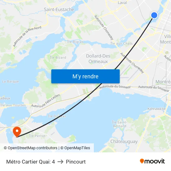 Métro Cartier Quai: 4 to Pincourt map