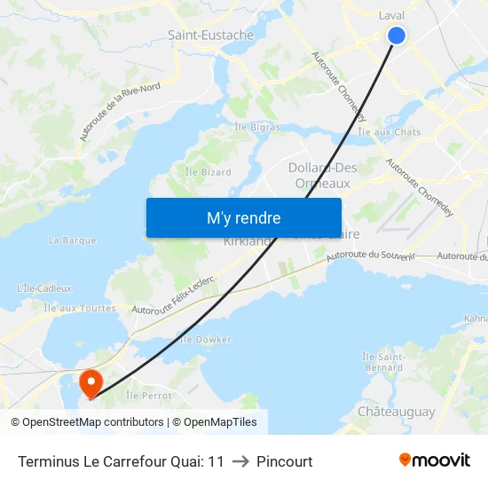 Terminus Le Carrefour Quai: 11 to Pincourt map