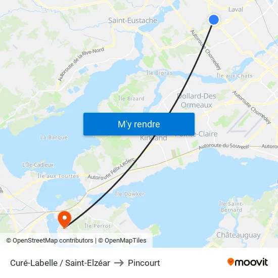 Curé-Labelle / Saint-Elzéar to Pincourt map