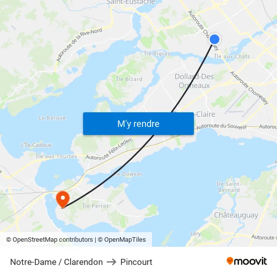 Notre-Dame / Clarendon to Pincourt map
