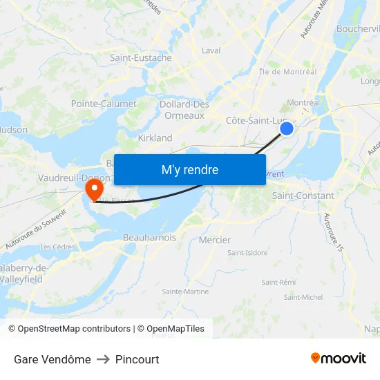 Gare Vendôme to Pincourt map