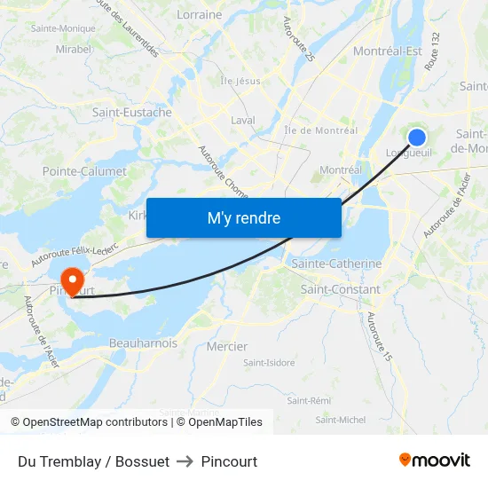 Du Tremblay / Bossuet to Pincourt map