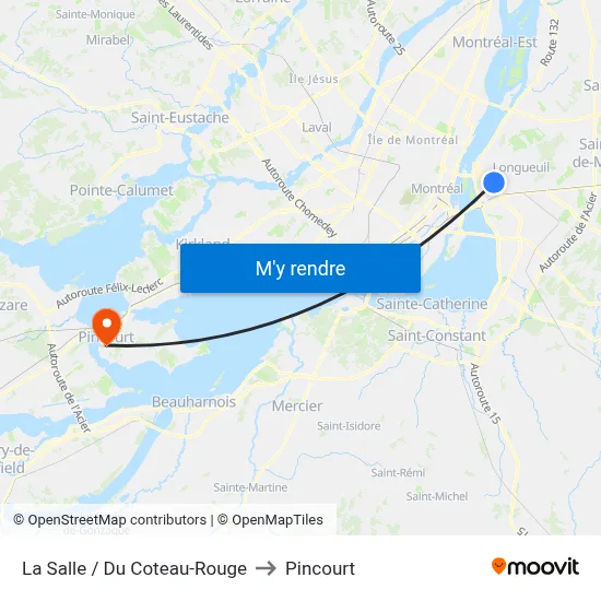 La Salle / Du Coteau-Rouge to Pincourt map