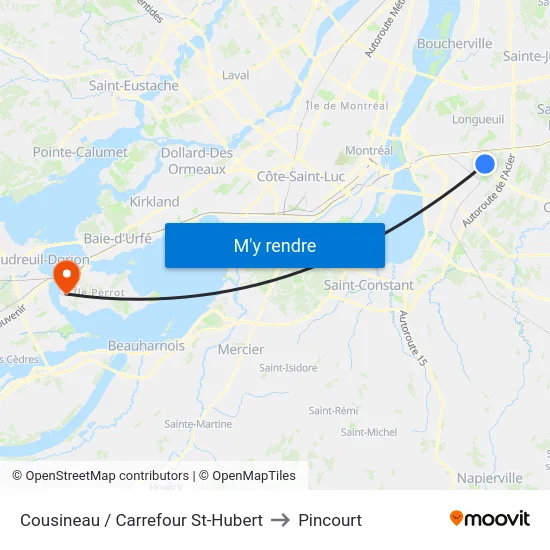 Cousineau / Carrefour St-Hubert to Pincourt map