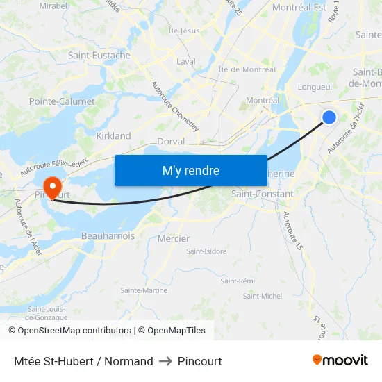 Mtée St-Hubert / Normand to Pincourt map