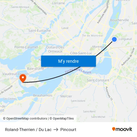 Roland-Therrien / Du Lac to Pincourt map