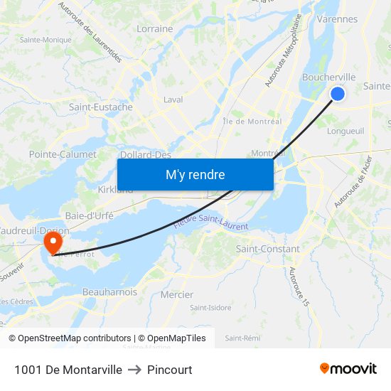 1001 De Montarville to Pincourt map