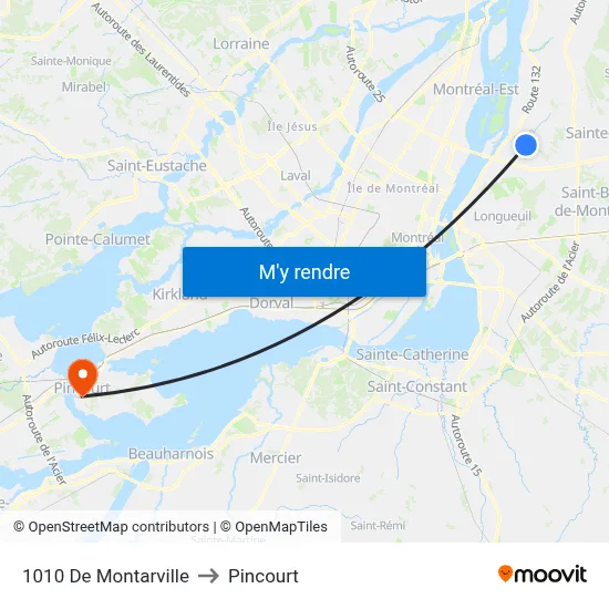1010 De Montarville to Pincourt map