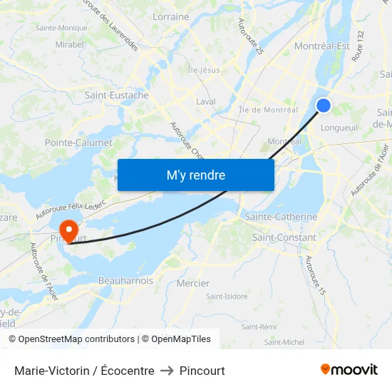 Marie-Victorin / Écocentre to Pincourt map