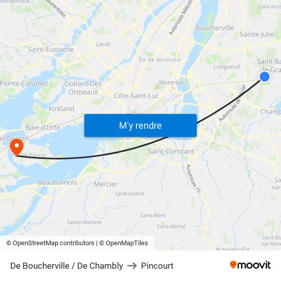 De Boucherville / De Chambly to Pincourt map