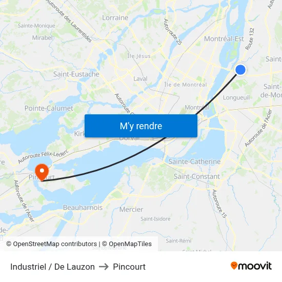 Industriel / De Lauzon to Pincourt map