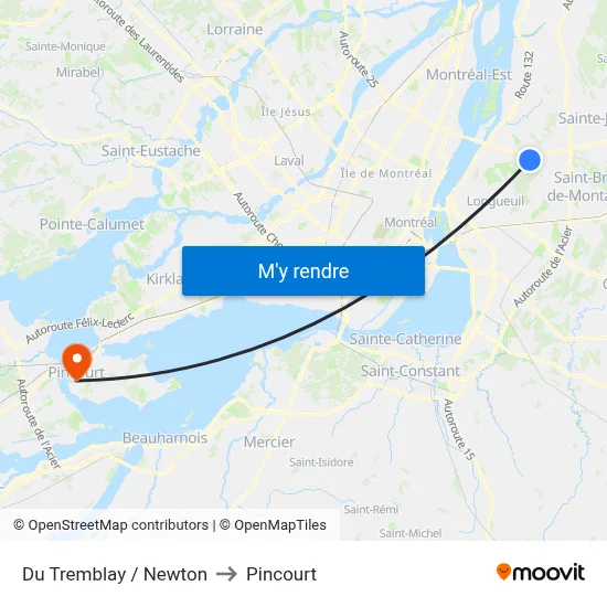 Du Tremblay / Newton to Pincourt map