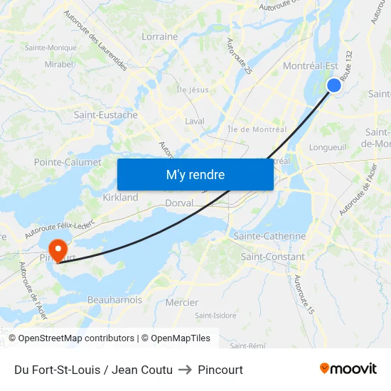 Du Fort-St-Louis / Jean Coutu to Pincourt map