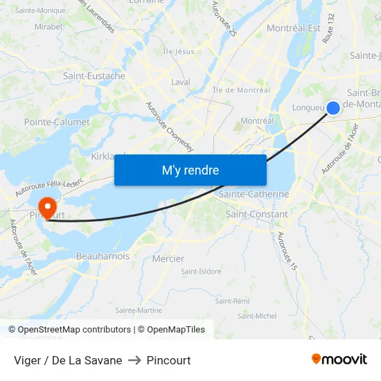 Viger / De La Savane to Pincourt map