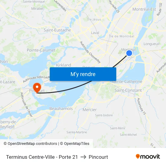Terminus Centre-Ville - Porte 21 to Pincourt map