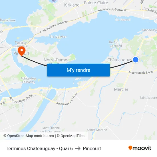 Terminus Châteauguay - Quai 6 to Pincourt map