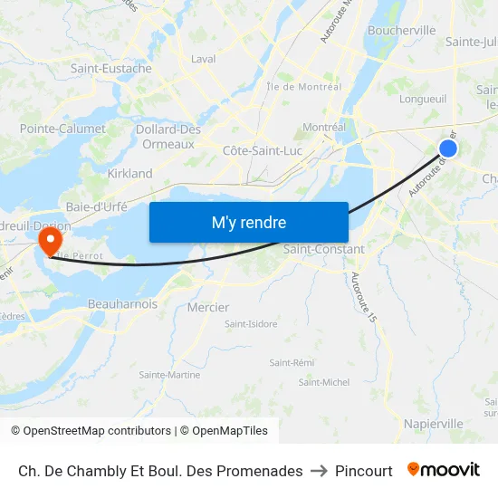 Ch. De Chambly Et Boul. Des Promenades to Pincourt map