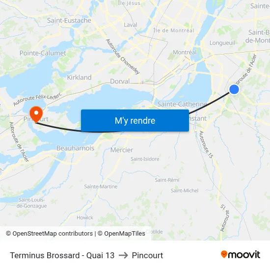 Terminus Brossard - Quai 13 to Pincourt map