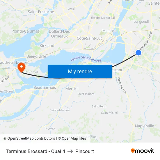 Terminus Brossard - Quai 4 to Pincourt map
