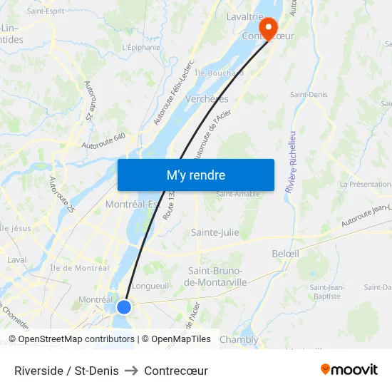 Riverside / St-Denis to Contrecœur map
