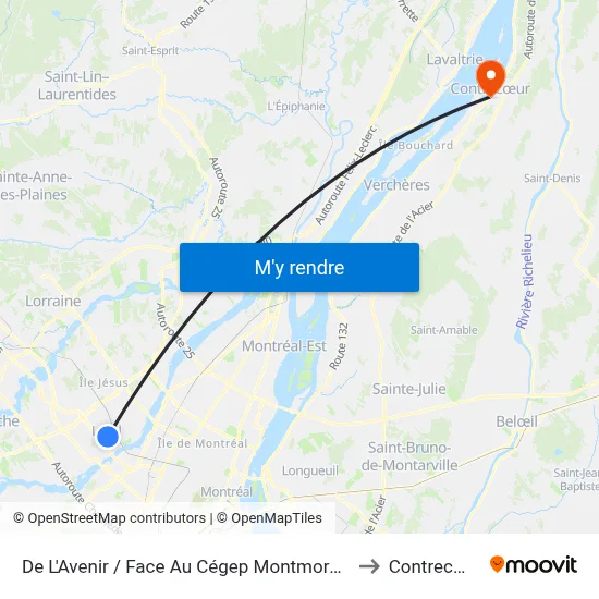 De L'Avenir / Face Au Cégep Montmorency to Contrecœur map