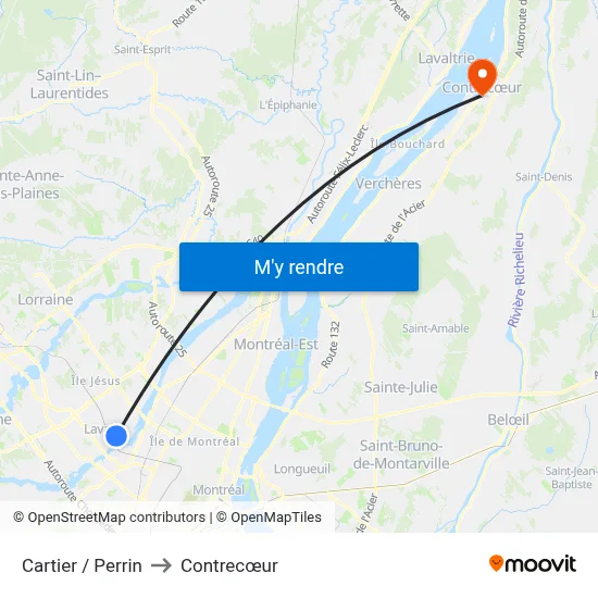 Cartier / Perrin to Contrecœur map