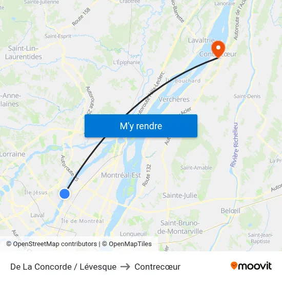 De La Concorde / Lévesque to Contrecœur map