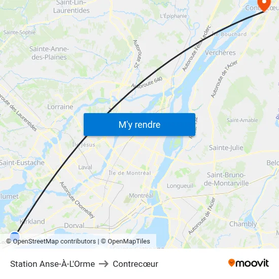 Station Anse-À-L'Orme to Contrecœur map