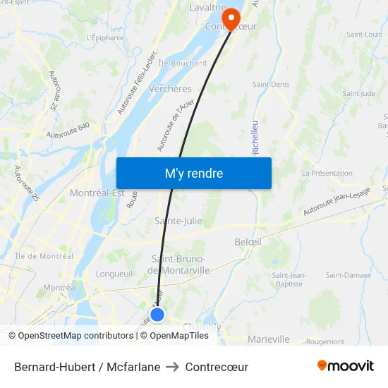 Bernard-Hubert / Mcfarlane to Contrecœur map