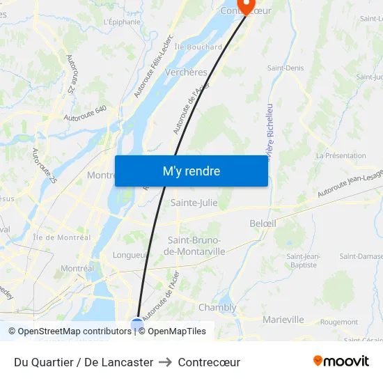 Du Quartier / De Lancaster to Contrecœur map