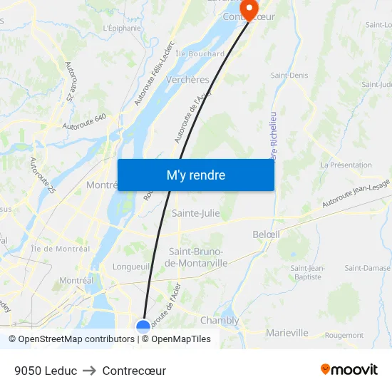 9050 Leduc to Contrecœur map