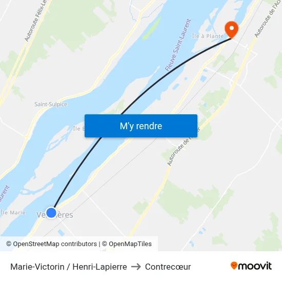 Marie-Victorin / Henri-Lapierre to Contrecœur map